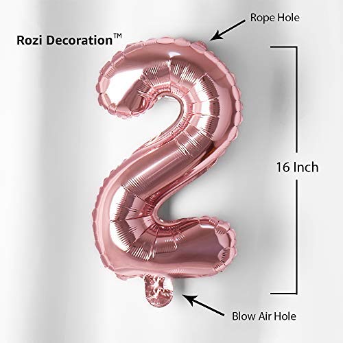 Image of Rozi Decoration 16 Inch Rose Gold 2nd Number Foil Balloon Helium Supported Pack of 1 Pcs | 2 Balloon for Birthday | 2nd Anniversary Decoration Items