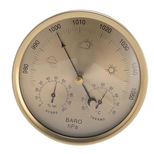 3 en 1 barómetro, termómetro e higrómetro, marco de acero inoxidable en interior y estación meteorológica exterior para control del clima y monitoreo del aire