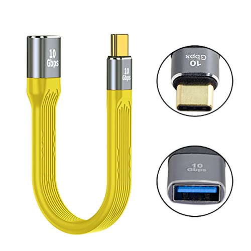 CY Yellow USB 3.1 Type C Male Host to USB3.0 Type AF OTG Flat Slim FPC Data Cable 13cm Compatible with iPhone 15 Laptop Phone - Image 3