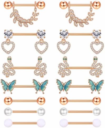 RUGBOL Piercing De Nombril En Titane Avec Papillon Et Cœur En