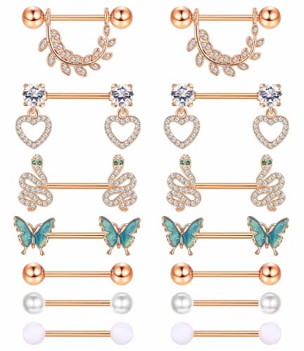 Adramata 7 Pares 14G Anillos De Pezones para Las Mujeres, Acero Q...