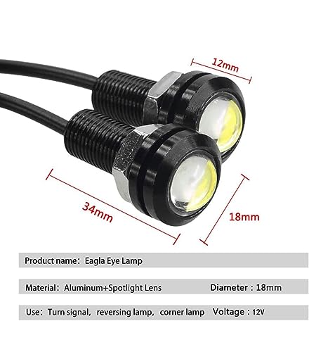 Image of AUTO MT 2PC /SET 18mm Eagle Eye LED Lights 9W DRL Daytime Running Lights Backup Reversing Parking Signal Automobiles Lamps (2PC WHITE 9W Eagle Eye Led Lights)