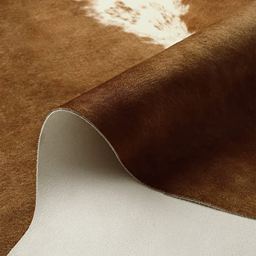Keeko Brown Cowhide Rug, 2.3X3.6Ft No Rolling Up Faux Cowhide Rug, Premium Suede Cow Print Rug With Non-Slip Backing For Western Home Decor #TOP3