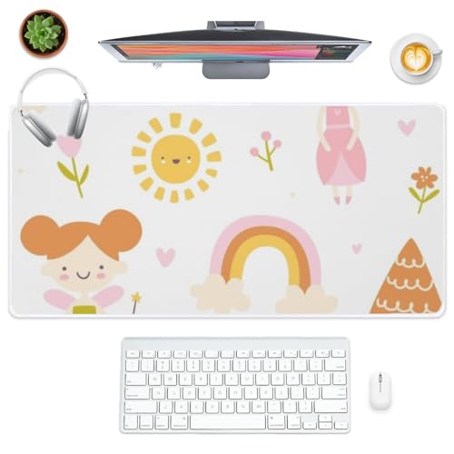 Bonita alfombrilla de escritorio de cuento de hadas femenina, alfombrilla de mouse extra grande, antideslizante, 80 x 30 cm, accesorios de escritorio para niños y niñas, regalos de juegos, almohadilla
