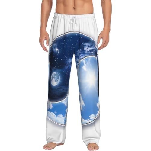 Yin Yang Sky Pantalon de pyjama pour homme Vêtement de détente Nuit Relaxation Weekend Paresseux Allongé dans le lit Canapé, blanc, M