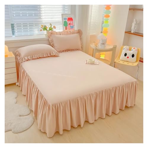Bettrock, Eleganter Prinzessin, rutschfeste Matratze, Bettlaken aus Spitze mit Rüschen, Schutz, Tagesdecke für zu Hause für die Dekoration des Bettes (Coffee, 1 Skirt 150 x 200 cm)