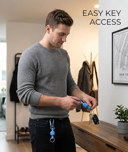 Image of 3-Piece Magnetic Keychain, Blue Keychain Set, Simple Key Holder for Organizing Home and Office Keys, Secure Car Keychain and Key Ring for Backpacks