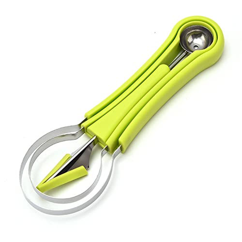 Melon Baller Scoop Set, Stainless Steel Fruit Carving Tools Dig Pulp Separator Double Sided Melon Baller Spoon For Watermelon Ice Cream Green #TOP10