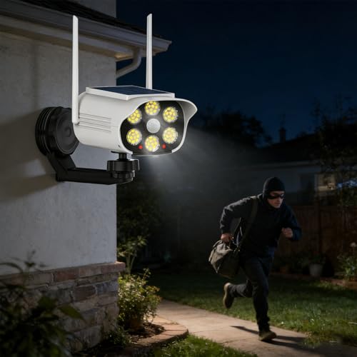 Lampe solaire de simulation de sécurité projecteur extérieur pour clôture et patio