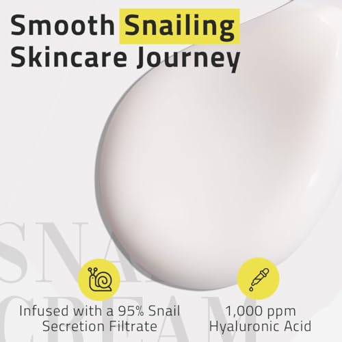 YEOUTH Snail Mucin Moisturizer Face Cream, Hydrating Snail Cream for Dry Skin, Glass Skin Moisturizer with Hyaluronic Acid & Arginine 4oz