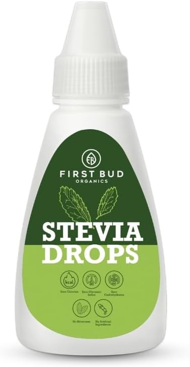 First Bud Organics Pure Stevia Drops - 20ml | Zero Calorie, Natural Sweetener, Non-GMO & Sugar-Free Stevia Drops | Sugar Substitute For 400 Serving, Low Glycemic index & Promote Oral Health