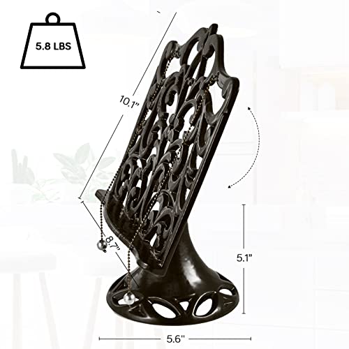 Cast Iron Cookbook Stand, Adjustable Decorative Metal Cookbook Recipe Holder For Cookbooks Or Ipad Stands For Kitchen, Coffee Gold #TOP3