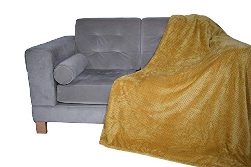 Couverture nid d'abeille 150x200 cm moutarde pour lit double
