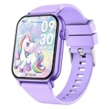 Smart Watch for Kids, 12 Puzzle Games HD Touch Screen Watches, Step Counter, Heart Rate/Sleep Monitor, Flashlight, Music Player,12/24 hr Educational Toys Birthday Gifts for Girls Ages 6-12 (Purple)