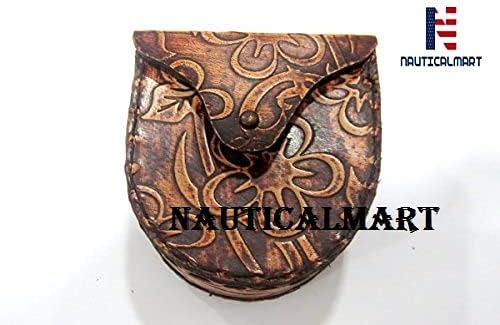 NauticalMart Vintage Embossed Magnetic Leather Case for Compass (Brown Case)