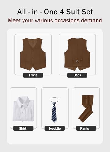 Image of YuanLu Boys Suit Dress Clothes Ring Bearer Outfit Homecoming Dresses Boy Vest and Pants Set for Kids Wedding Tuxedo Suits