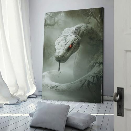 Affiche sur toile cobra blanc moderne pour créer un salon zen et design de 30x45 cm