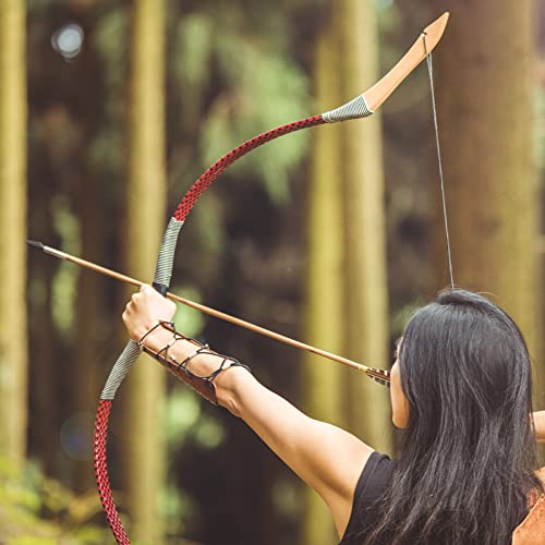 KAINOKAI Traditional Handmade Longbow Horsebow Hunting Recurve Archery Bow Recurve Bow Set (Red Dragon, 25.0 Pounds) - Thumbnail 3