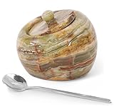 Radicaln Marmor-Salzkeller mit Deckel, 10,2 cm, grüner Onyx, Gewürzbehälter & Gewürzgläser, Steinsalzhalter für Theke, Gewürzglas