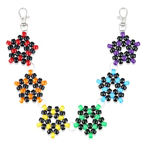 Tondiamo 1 Pcs Star Kandi Beads Pants Chain Pony Beaded Hip Hop Trousers Chains for Punk Jean Women Wallet Key Chain(Color Matching)