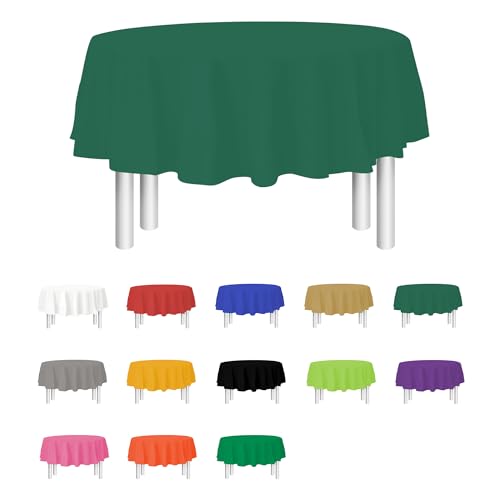 Image of Party Dimensions Green Disposable Plastic Tablecloth for Round Tables (36 Pack) Table Cloths for Parties, Events & Weddings, Indoors & Outdoors, 84 inches, Plastic Table Cover