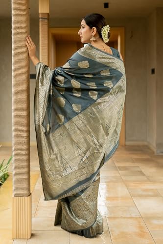 Image of Subham Saree for Woman Silk Cotton Kanjivaram | Soft Easy to Drape Daily Wear Sari with Blouse Fabric