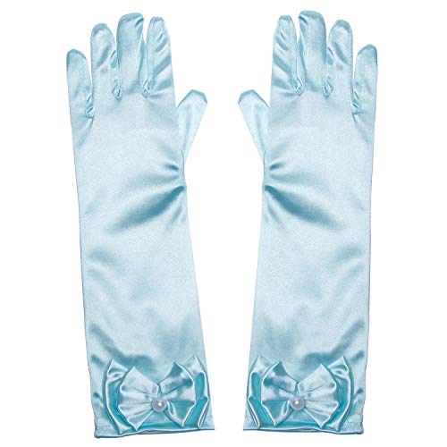 Joy Join Little Girls Princess Gloves(Solid Color Long Elbow Length) For Birthday Wedding Holiday Costume Party(Sky Blue)