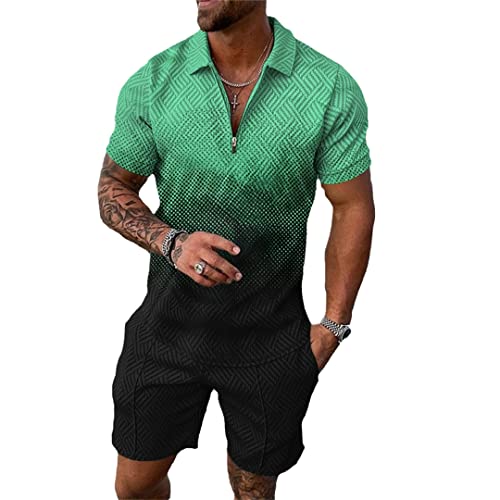Survêtement d'été hawaïen pour homme en taille XL avec polo et short décontracté
