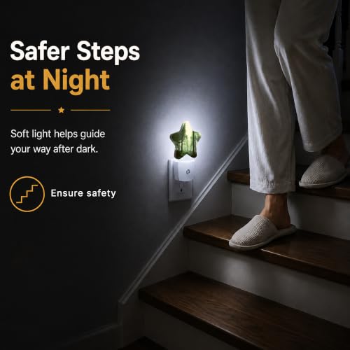 Image of Misty Forest Star Night Light Plug in, Soft Glow Night Light for Kids Bedroom Nursery, Gentle Warm Light for Sleep, Compact Lamp for Hallway Bathroom