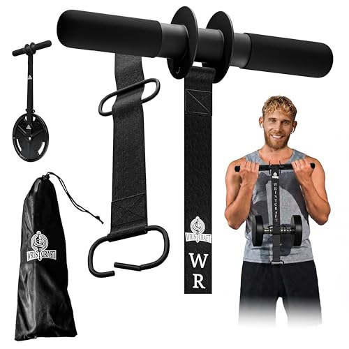 WristCraft Forearm Strengthener & Hand Grip Strengthener with Portable Bag &ndash; Wrist Roller, Forearm...