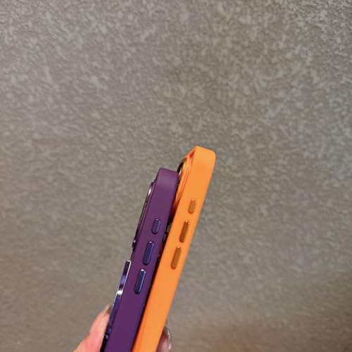 Coque iPhone 13 Pro magnétique transparente protège objectif rigide orange