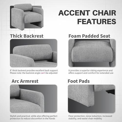 Sillón moderno plegable de peluche gris miniatura 6