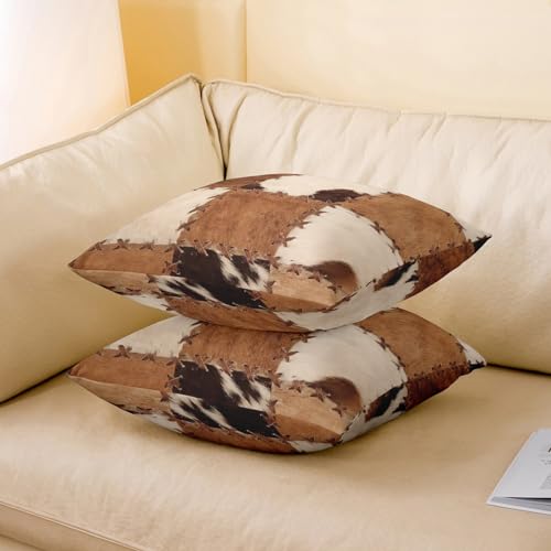 Erosebridal LWH23985XXY-KD_45X45X2 Not Real)Cow Fur Throw Pillow Covers 18X18 Set Of 2,Patchwork Cow Hide Print Decorative Accent Pillow Cases thumb #3