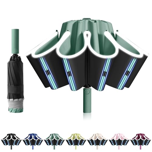 FANSEZQ Parapluie Automatique Inversé Compact - Ouverture/Fermeture Auto, 10 Baleines Coupe-Vent - Diamètre 105 cm - Résistant aux Intempéries pour Homme...