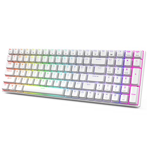 RK ROYAL KLUDGE RK100 Wireless Mechanical Keyboard RGB Backlit Bluetooth5.1/2.4G/Wired 96% Full Size 100-Key Hot Swappable Gaming Keyboard Red Switch Carbon