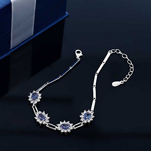 Gem Stone King 925 Sterling Silver Tanzanite Tennis Bracelet For Women (2.36 cttw, Gemstone Birthstone, 7 Inch With 1 Inch Extender) - Image 4