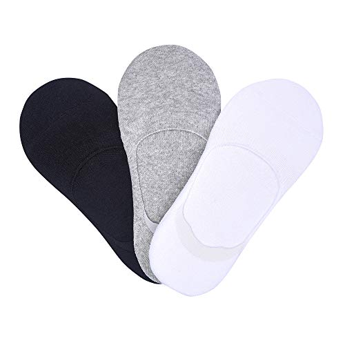 Image of Womens no show low cut liner invisible nonslip socks for flats sneakers- 80% cotton sock in white black grey & skin (Multi, 8-11)