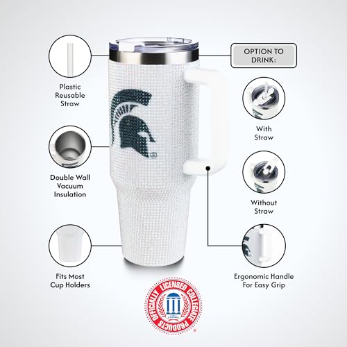 Image of The Memory Company Officially Licensed 40oz White Bling Game Day Tumbler, Michigan State University