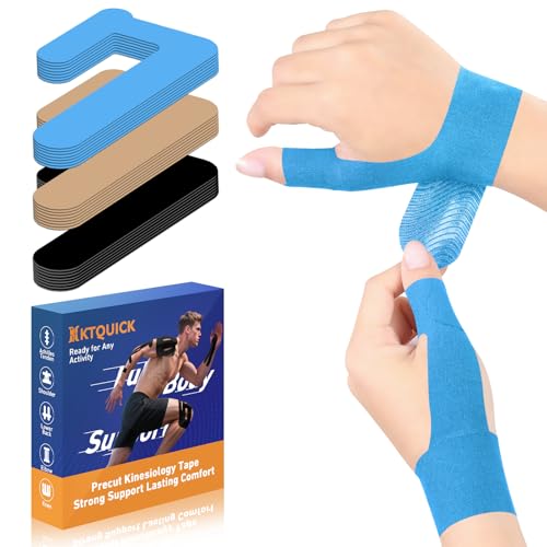 Vorgeschnitten Kinesiotapes für Fingerschutz & Sehnenscheide, KTQUICK 10 Stück Precut Kinesiologie Tape für Sehnenentzündung, Hautfreundlich & Wasserfestes & Elastisches Physio Fingerverband