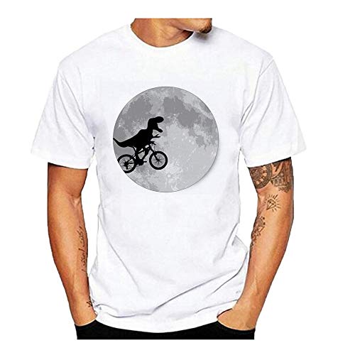 Camisetas Hombre Manga Corta Camisetas Blancas Hombre Originales Diseño de impresión de Dinosaurio Camisetas de Manga Corta con Estampado Casual para Hombre