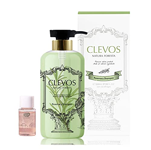 CLEVOS Natura Foresta Natural Organic Hair Shampoo 17.92 Fl Oz for Normal, Dry, Sensitive, Itchy Scalp - Pleasant Rosemary Scent - Reduce Dandruff, All Natural, Sulfate-Free, Vegan, Cruelty Free Clavos