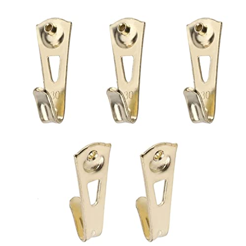 Image of Picture Hangers 1mm Thick Picture Hooks with Nails Professional Picture Hanging Kit, for Office Pictures Clock House Decoration Wall Mounting Brass Tone 5pcs