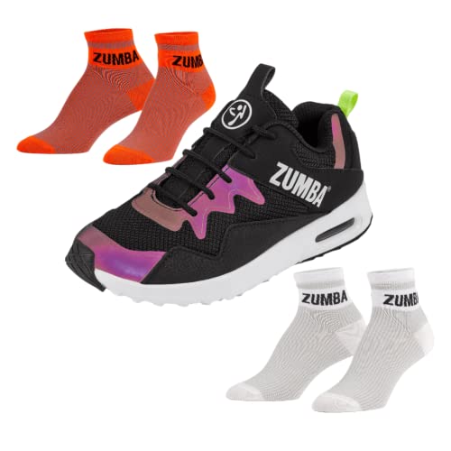 Zumba Women's Air Classic Sneakers, 8, Black With Energy Socks 2Pk #TOP25