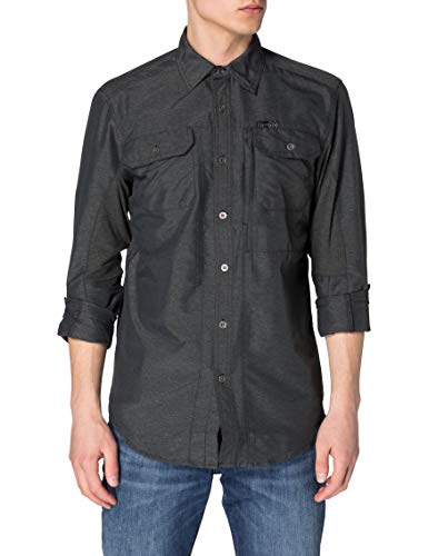 All Terrain Gear by Wrangler Long Sleeve Mixed Material Shirt camisa, Negro, L para Hombre