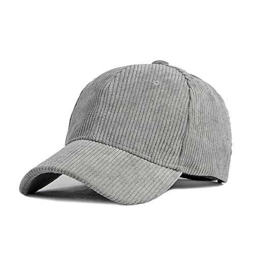GIVBRO Gorra de béisbol unisex de terciopelo acanalado ajustable, gorro unisex polo deportivo casual, tinta unita, otoño invierno, gris, talla unica