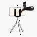 WONBSDOM Universal 12X Zoom Clip-On Aluminum Telephoto Manual Focus Telescope Camera Lens Phone Lens (Black) with Tripod + Retractable Phone Holder + Microfiber Cleaning Cloth for iPhone 4S 5 5S 5C 6 iTouch iPad Samsung Galaxy S3 S4 S5 S6 Note 2/3/4 HTC Nokia Sony,etc.