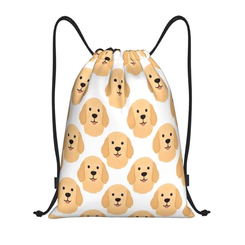 Cartoon Dogs Yellow Drawstring Backpack Sackpack Sport Gym Sack String Bag For Yoga Dance Travel
