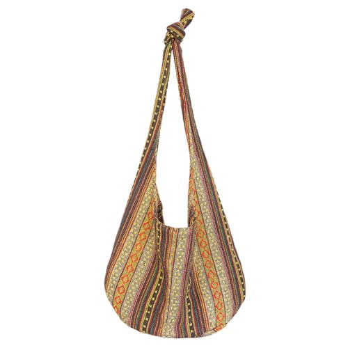 Kexpery Bolso bandolera de lona a rayas para mujer – Étnica Boho – Bolso de mano hippie para el trabajo, las compras y los viajes, Mg2233 amarillo