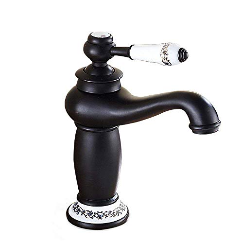 OBLLER Robinet rétro à levier unique pour lavabo de salle de bain ou cuisine - En laiton - Noir Cover