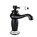 Produktbild OBLLER Retro Einhebel Wasserhahn Waschbecken Bad Küche Messing Armatur Mischbatterie (Schwarz)